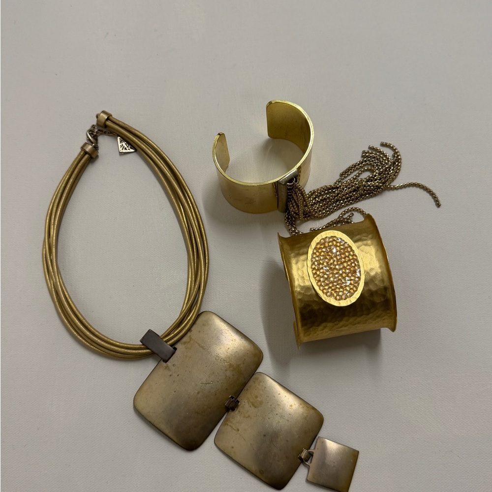 Gold-Tone Statement Cuff Bracelet and Necklace Set
